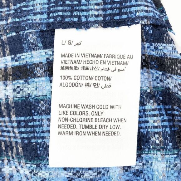 Tasso Elba Men's Blue Plaid Button Down Shirt Size L - Picture 3 of 4